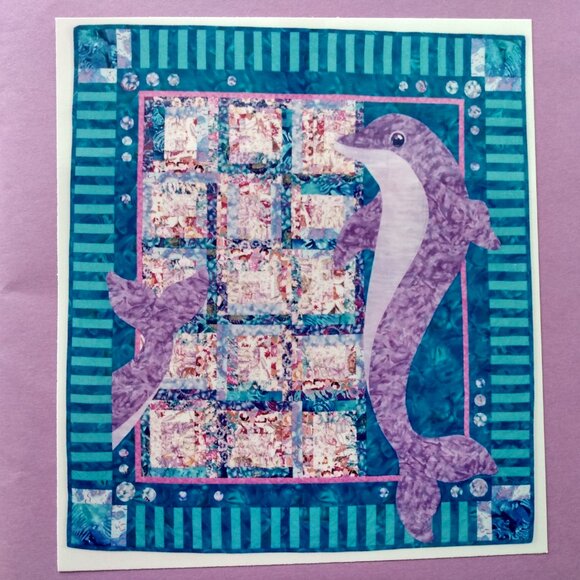 Vintage 90s Dolphin Quilt Sewing Pattern 60x66 - Picture 2 of 11